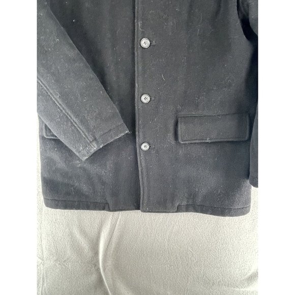 J.Crew Short Trench Over Coat Mens Medium Wool Blend Single Breast Black - Picture 2 of 12